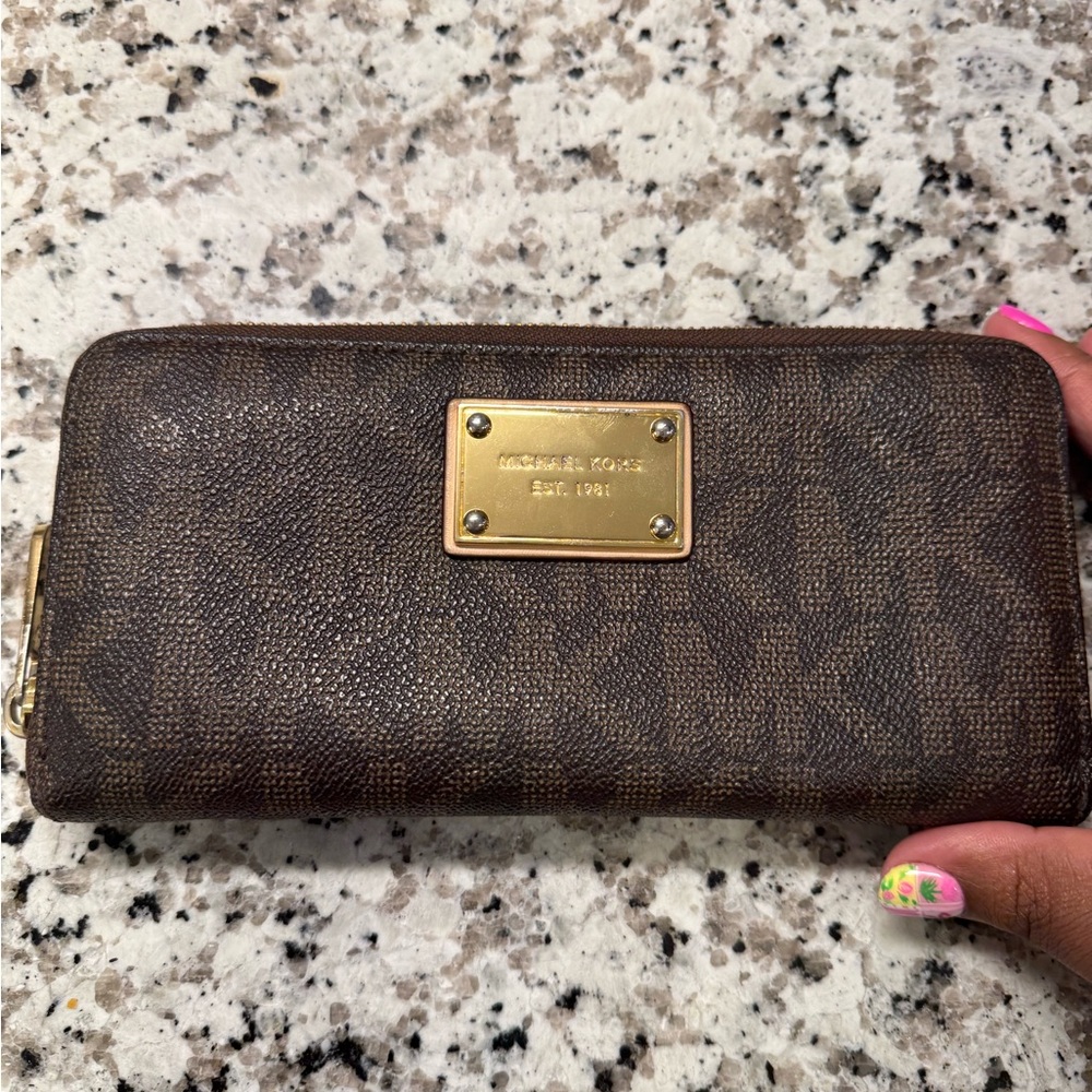 Michael Kors Brown Wallet with Gold Accents